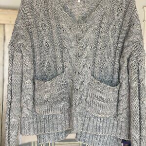 Free People Cable knit (acrylic) sweater with two pockets sz XL